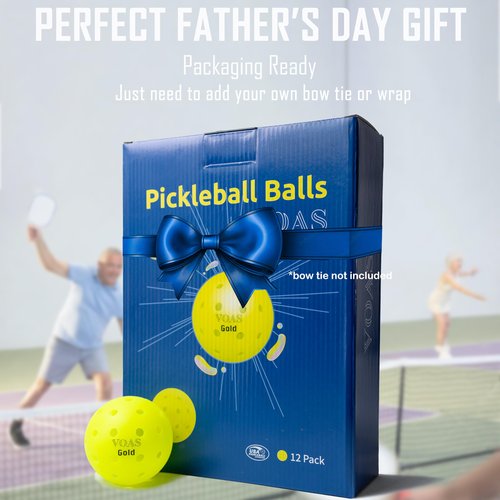 VOAS Gold X40 Pickleball Balls - Official Ball USAPA Approved, 40 Holes Outdoor Pickleball Balls, Durable, Crack-Resistant, High Visibility, Advanced Aerodynamics, 12 Pack for Official & Casual Games