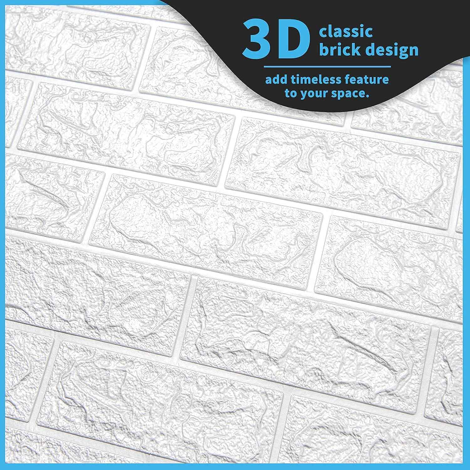 Faux Brick 3D Wall Panels - 10-Pack Peel and Stick Waterproof Foam Wallpaper in Red Brown for Bedroom, Bathroom, Kitchen