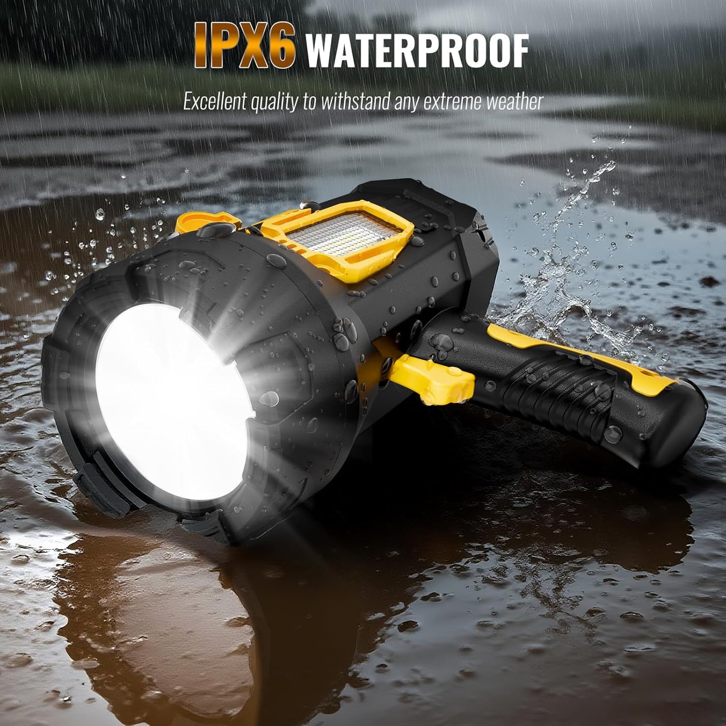 99000 Lumens Rechargeable Spotlight with Tripod - Super Bright LED Flashlight for Hunting & Outdoor Use