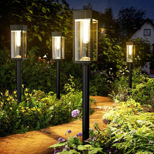 ALFIOT Solar Pathway Lights Outdoor, 2 Pack Bright Solar Lights Outdoor, IP65 Waterproof Solar Garden Lights, Solar Powered Landscape Lighting for Yard Patio Walkway Driveway Pathway (Warm White)