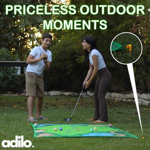 Golf Chipping Game Mat with Target, Hitting Mat, Practice Mat Outdoor & Indoor Golf Games for Kids & Adults,Sticky Score Playing Club & Balls for Backyard Garage Home Game