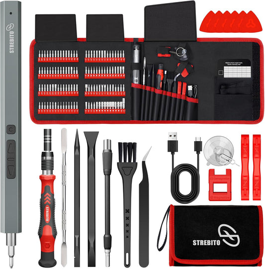 STREBITO 144-in-1 Electric Screwdriver Set - Precision Tool Kit with 120 Magnetic Bits for Electronics & PC Repair