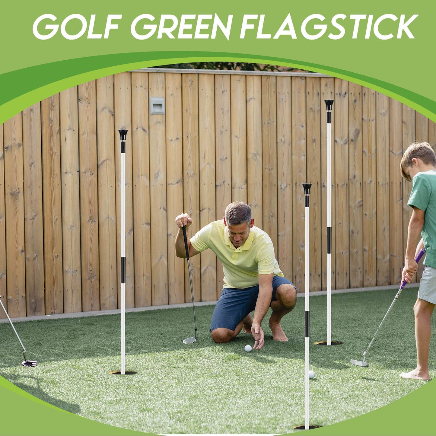 Lewtemi Set of 3 Golf Flagstick Portable Detachable Putting Green Flag Stick Fiberglass 2-section Pole Pin Flagpole for Chipping Greens Practice Golf Course Backyard Indoor Outdoors, 3 Feet