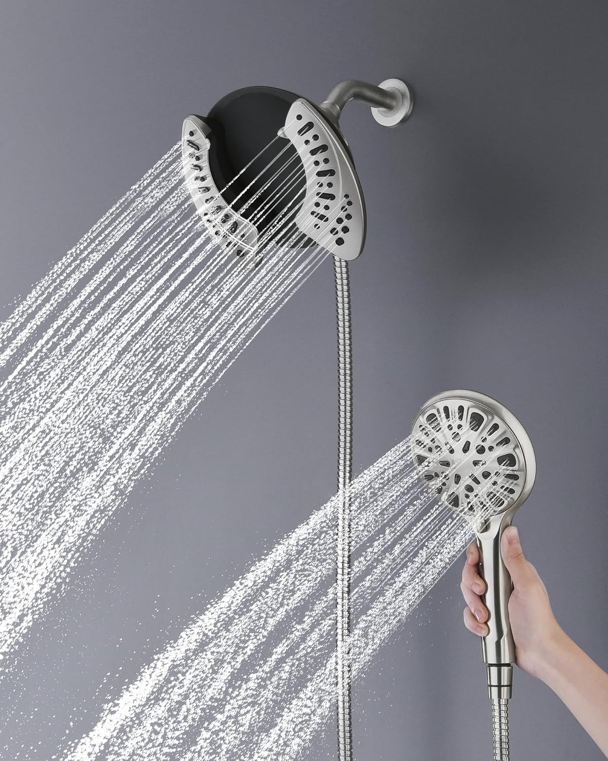 2.5GPM 7.2" Rainfall & Handheld Shower Head Combo with 60" Stainless Steel Hose