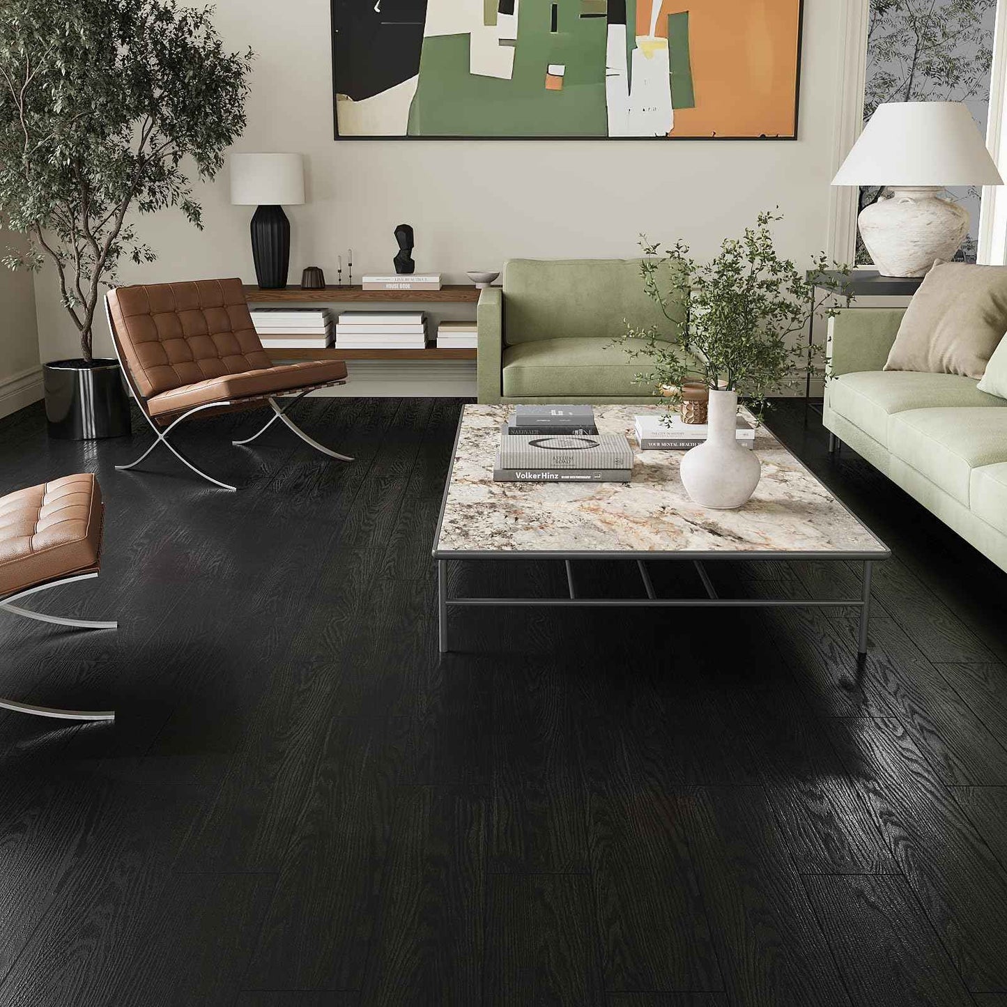 VEELIKE Black Peel and Stick Floor Tile Waterproof Vinyl Plank Flooring with Low Gloss Finish Adhesive Wood Look Flooring 32-Pack 47 Sq. Ft. Sticky Floor Tiles for Bedroom Bathroom Kitchen 6''x36''