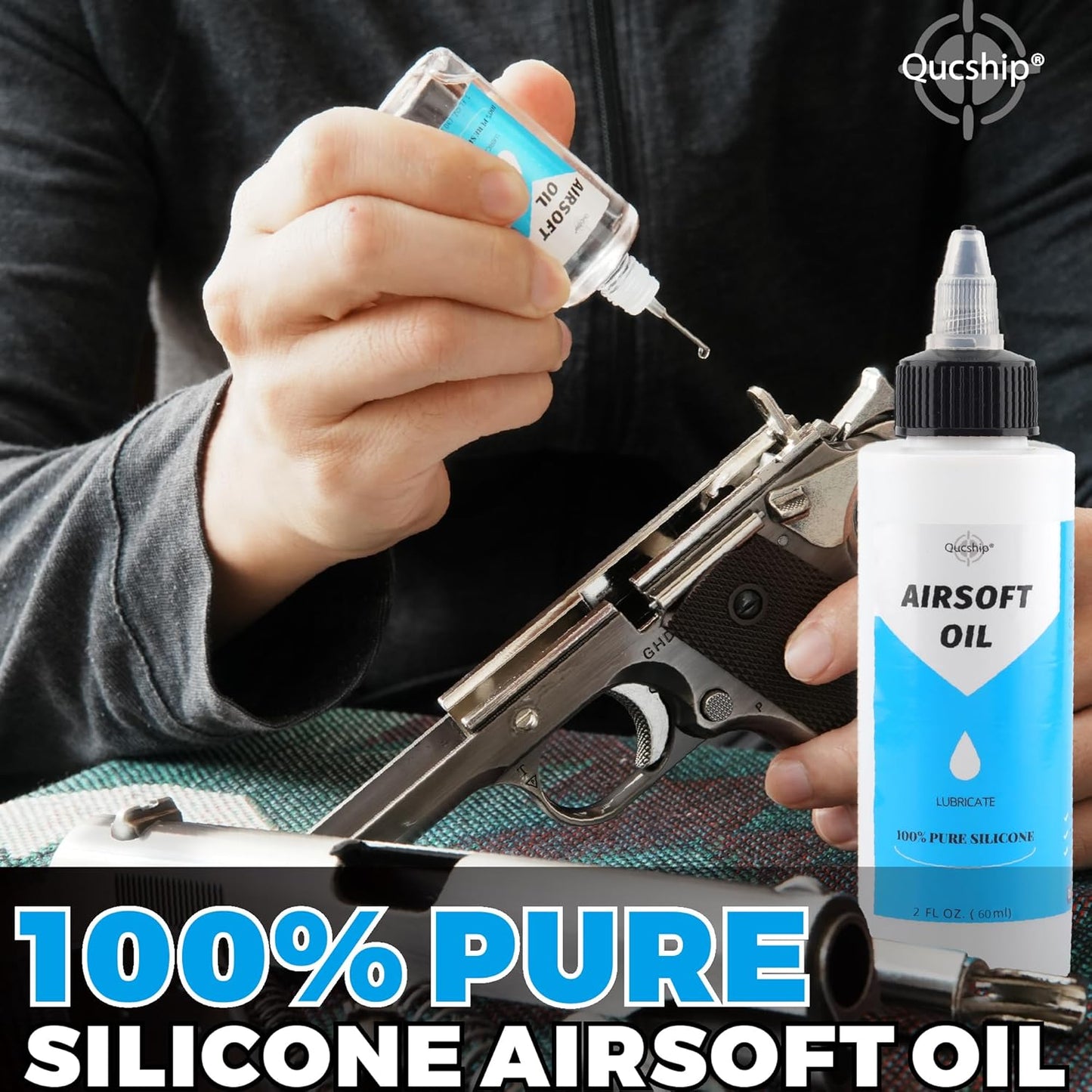 Skiennix Silicone Air Gun Oil - Multi-Purpose 100% Silicone Lubricant | 2 oz & 1 oz Needle Oiler
