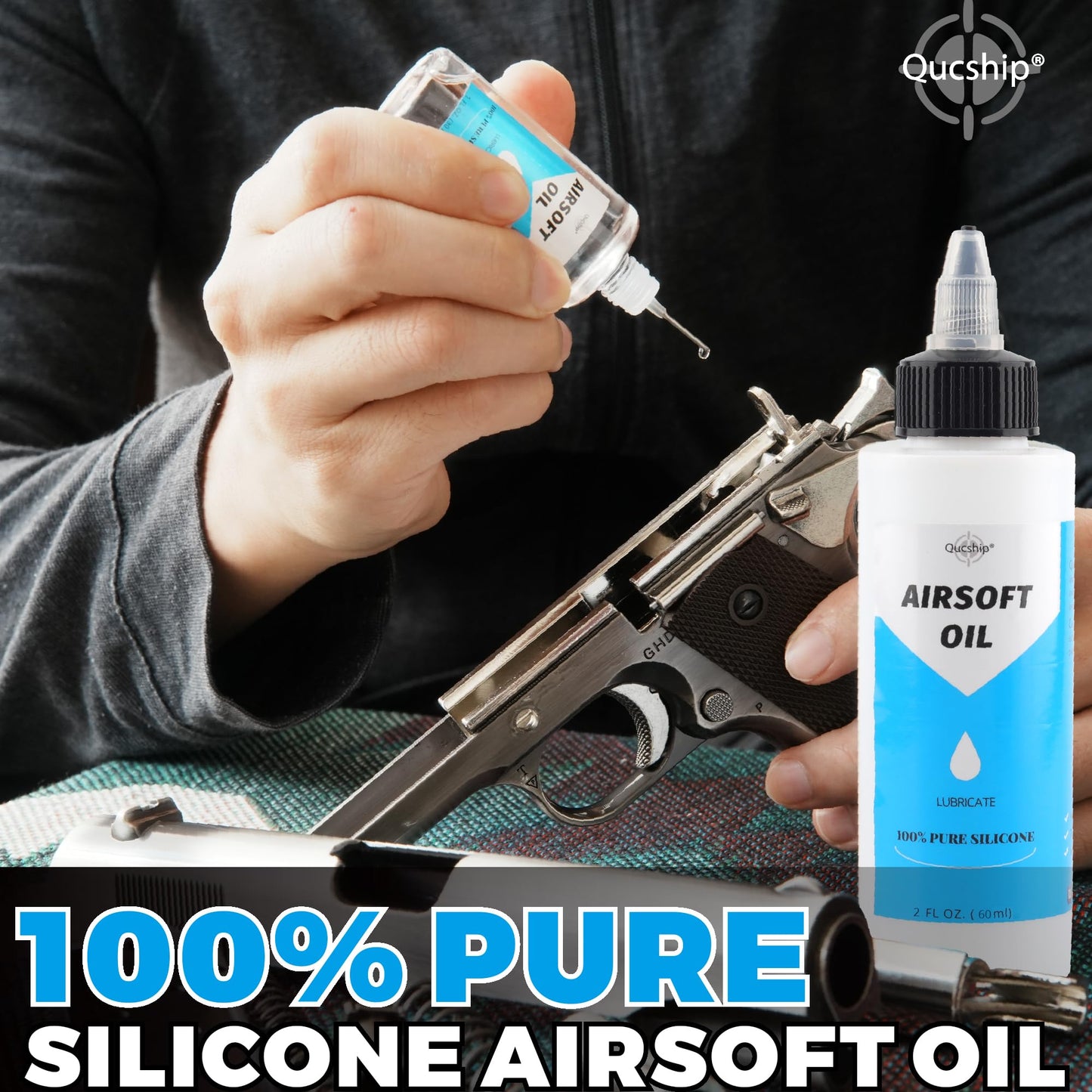 100% Silicone Air Gun Oil 2 oz & 1 oz Needle Oiler Airsoft Oil, Multi-Purpose Airsoft Chamber Lube, All Purpose Silicone Lubricant Oil for All Airgun