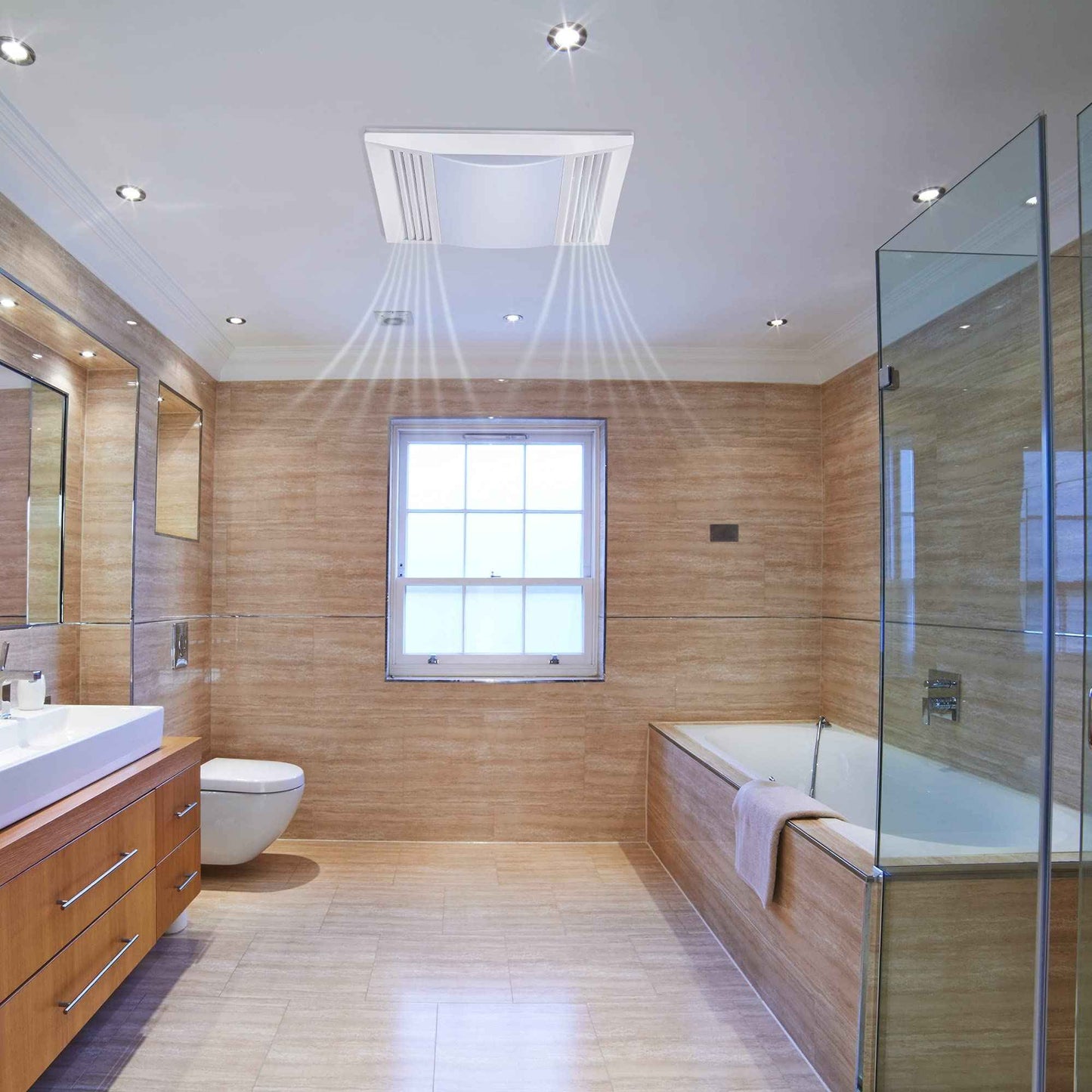 Fiada Bathroom Exhaust Fan with 15W LED Light, Ultra Quiet 1.0 Sones 110 CFM Bathroom Ventilation Fan Vent for Home Household Bath Office Hotel 105 sq. ft.(Stable Light)