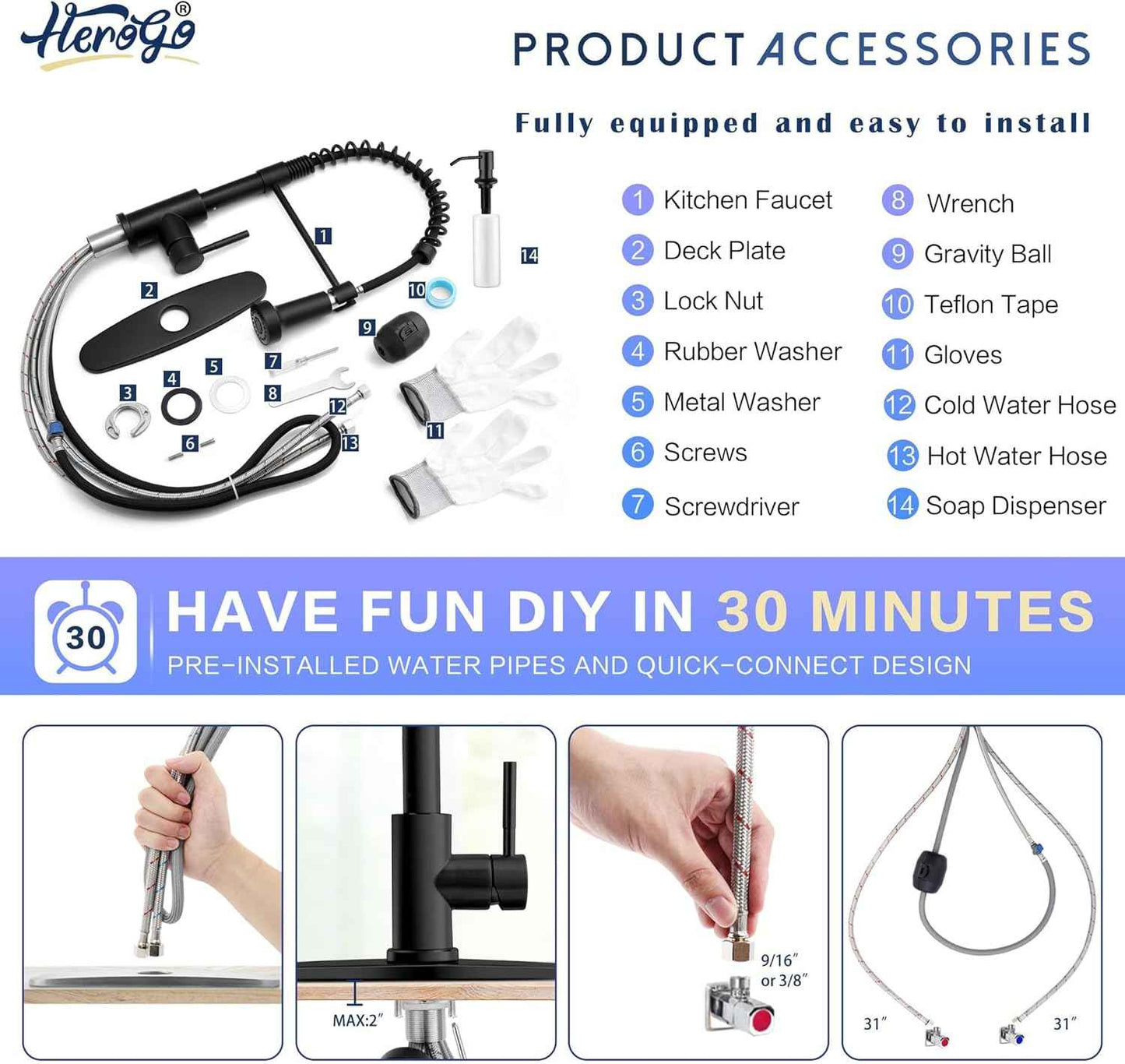 Touchless Kitchen Faucet with Soap Dispenser & Pull Down Sprayer - Commercial Grade Brushed Nickel