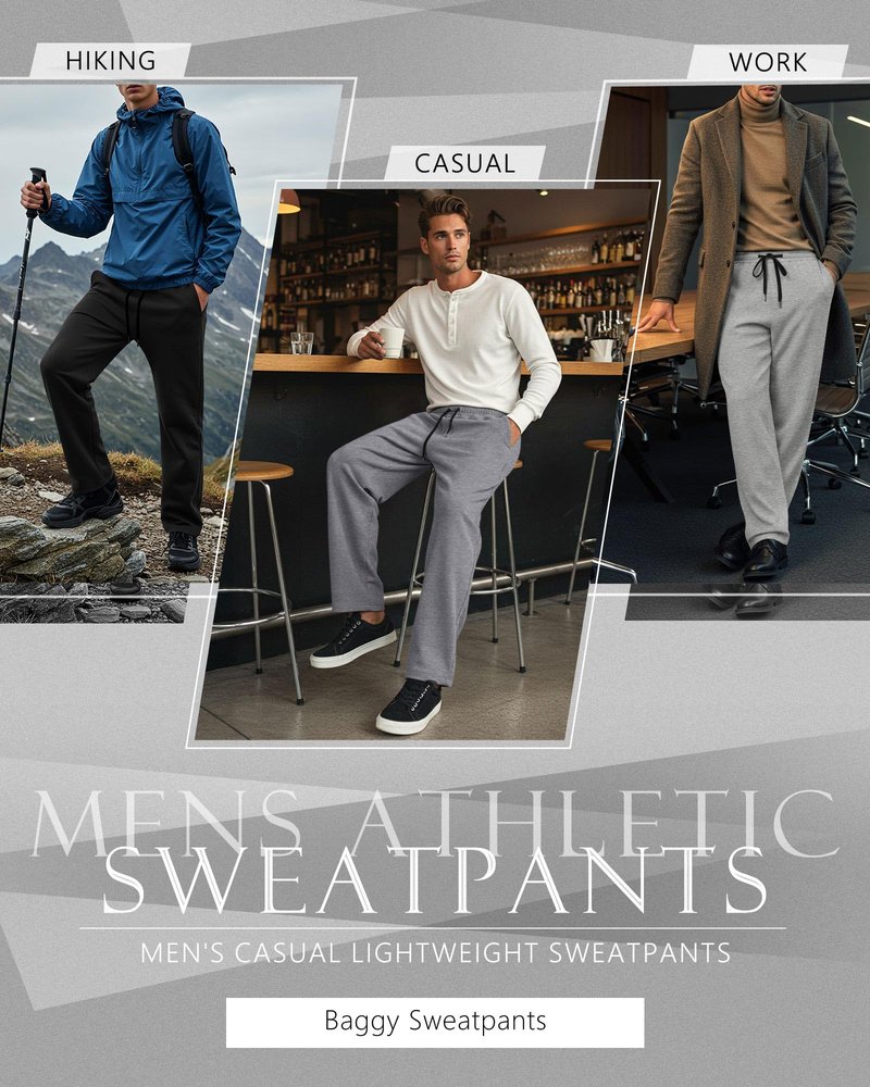 Neer 3 Pack Big and Tall Men's Sweatpants Wide Leg Open Bottom Plus Size Athletic Pants Baggy Workout Joggers with Pockets(Black, Light Gray, Grey,3XL)