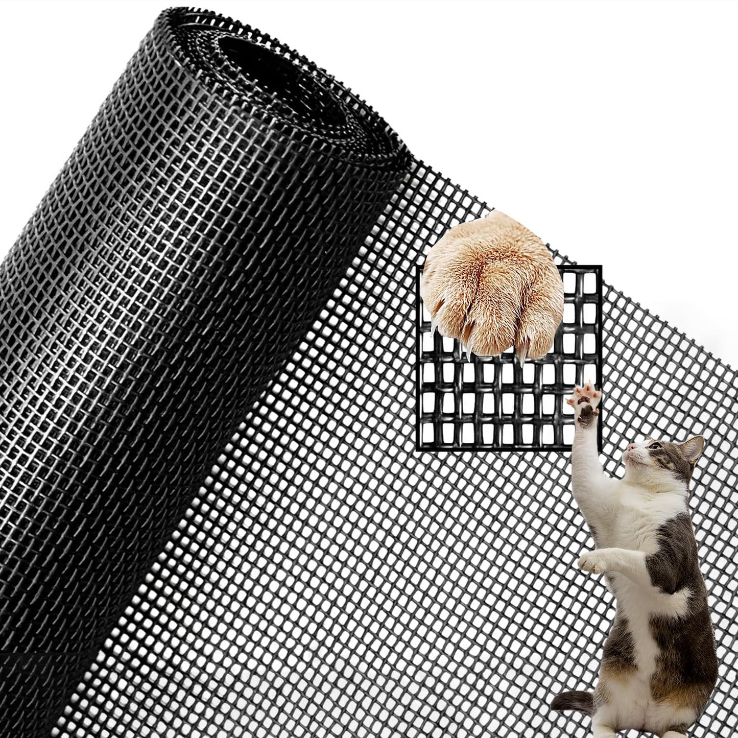 Pet Proof Window Screen Replacement Adjustable Thicken Charcoal Fiberglass Screen Mesh Dog Cat Net for Patio Porch Sliding Door (48"*100")