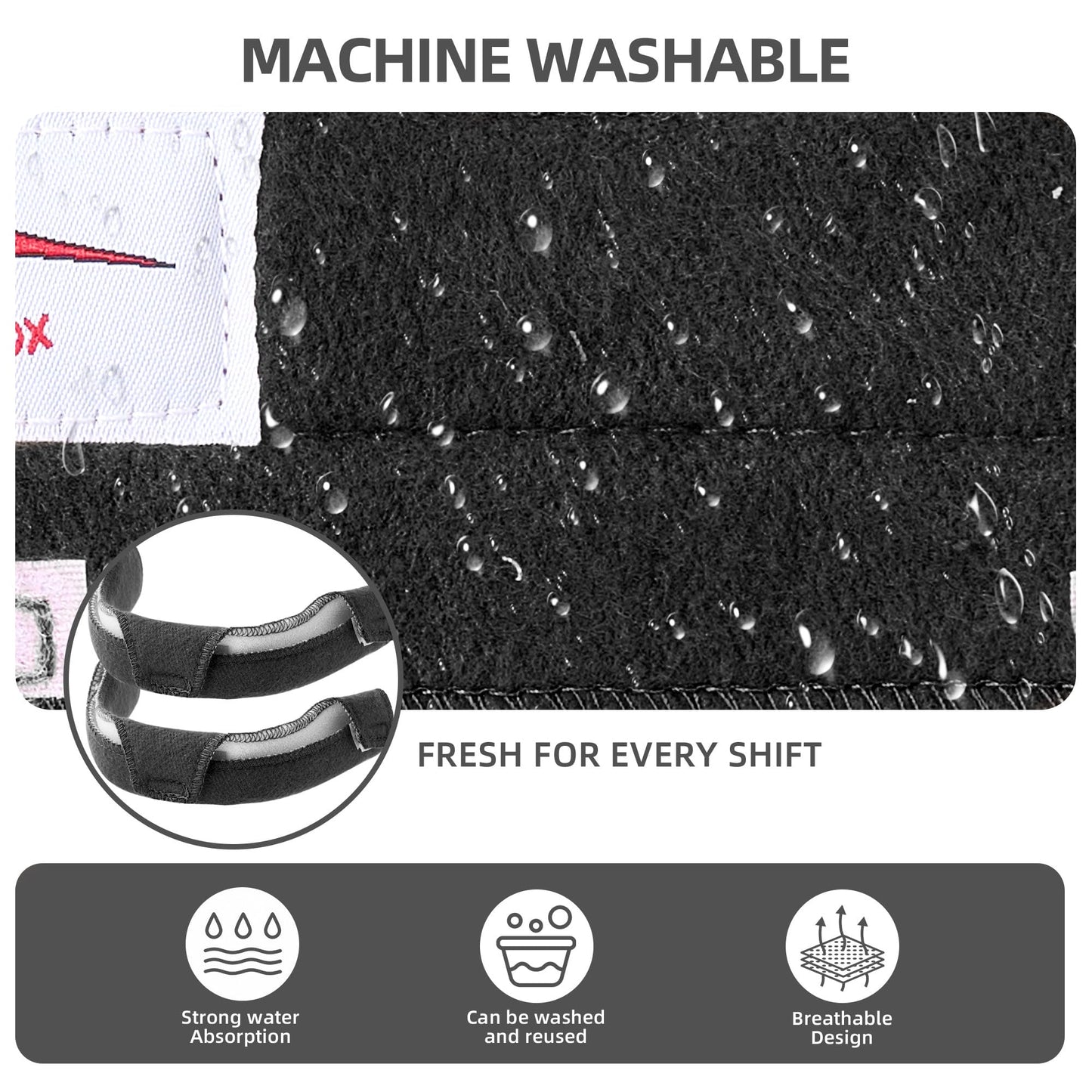 KOLIBROX Hard Hat Sweat Band with Liners. Hardhat Band Liner That Keeps You Cool & Dry, Welding Hat Accessories Cool Band, Durable Comfort Solutions, Adjustable Bands (Black)