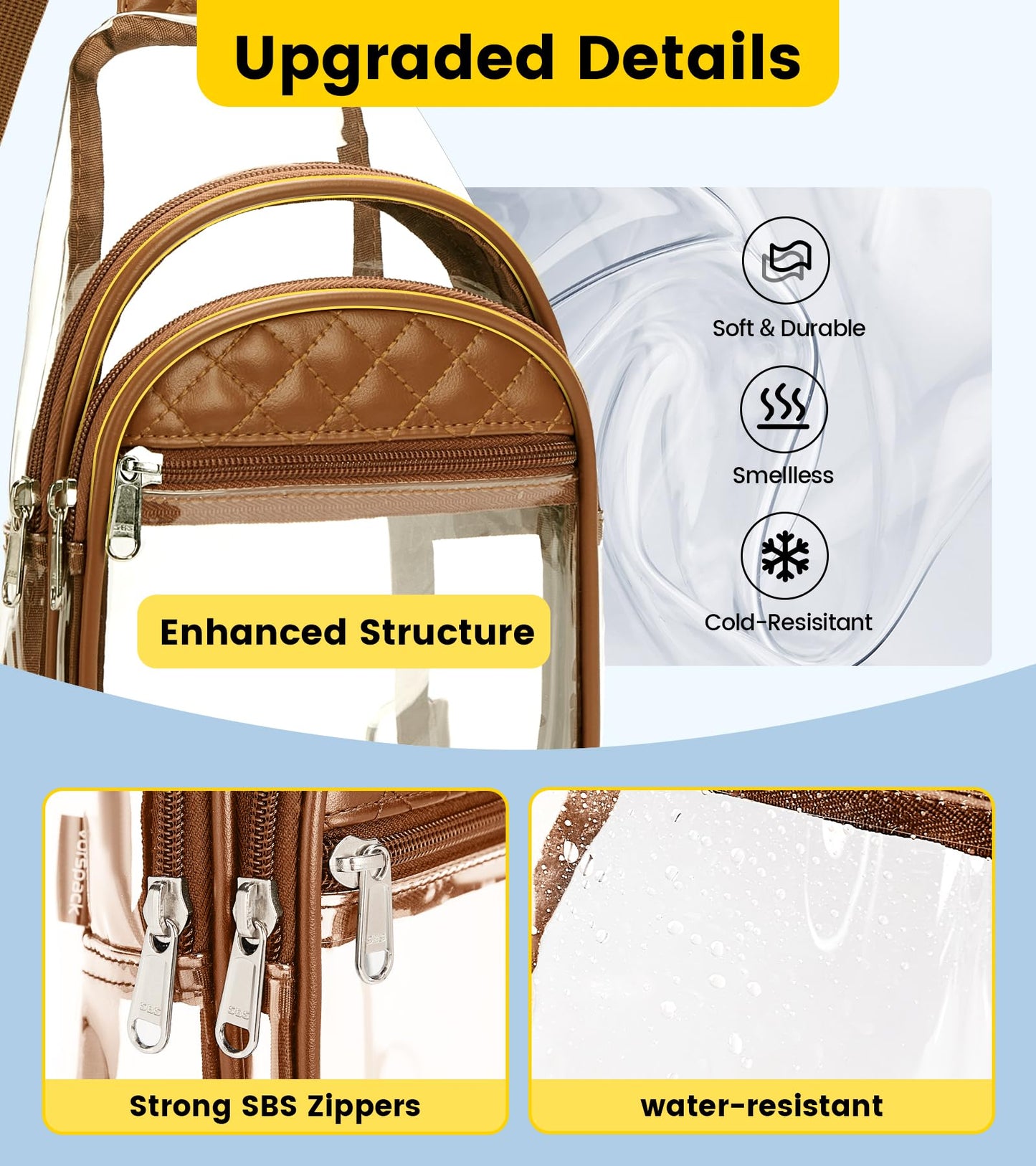 Vorspack Clear Bag for Women, Brown
