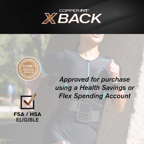 Copper Fit X-Back Brace - Adjustable Lumbar Support for Lower Back Pain Relief | Small/Medium