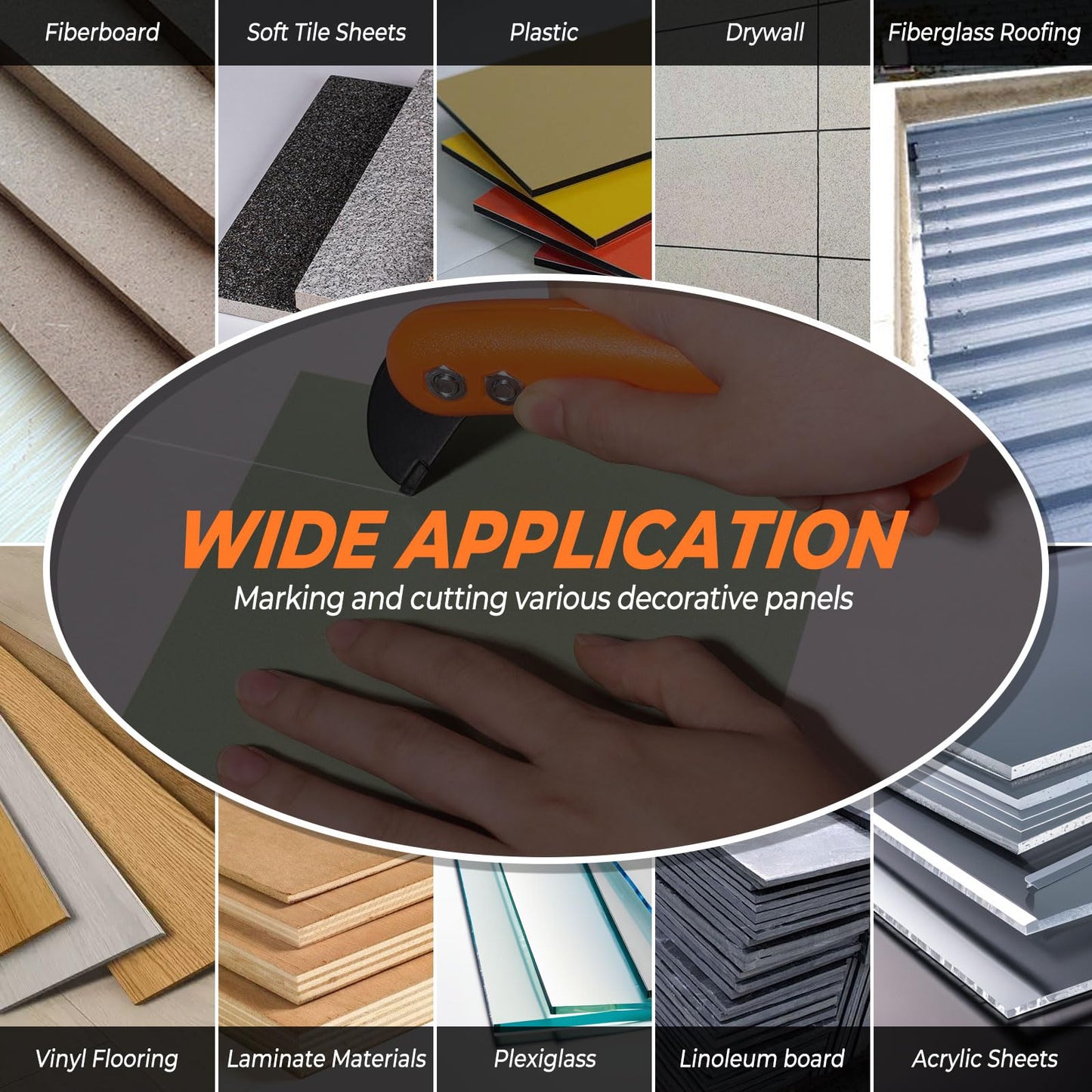 Swozzto Carbide Scoring Cutter Knife & 1PCS Replacement Blade,for Fiberboard Laminate Vinyl Flooring Cutting,& Linoleum,Plexiglass,Acrylic,Plastic,Styrene and Soft Tile Sheets Scoring Cutting