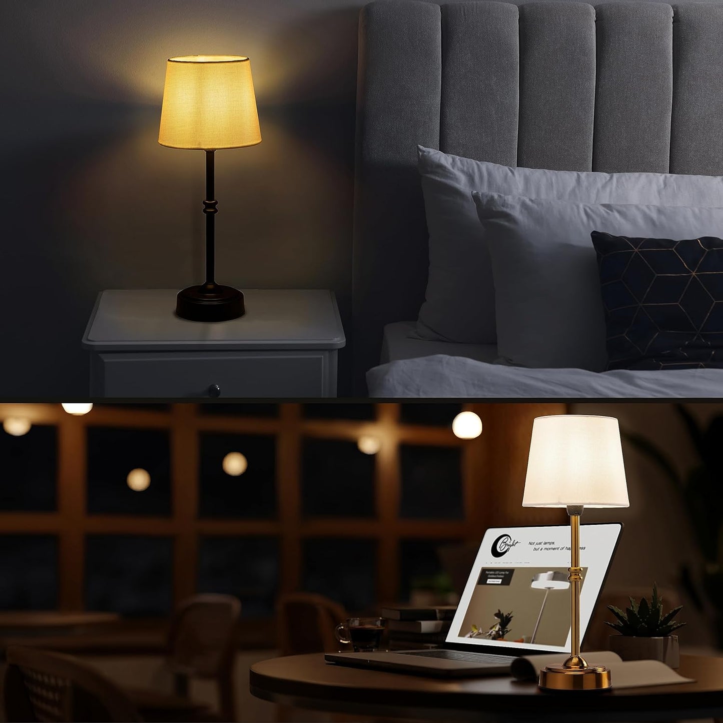 Cordless LED Table Lamp with Dimmer - O’Bright Seraph, Rechargeable Battery, 3-Level Brightness, Perfect for Patio & Bedside