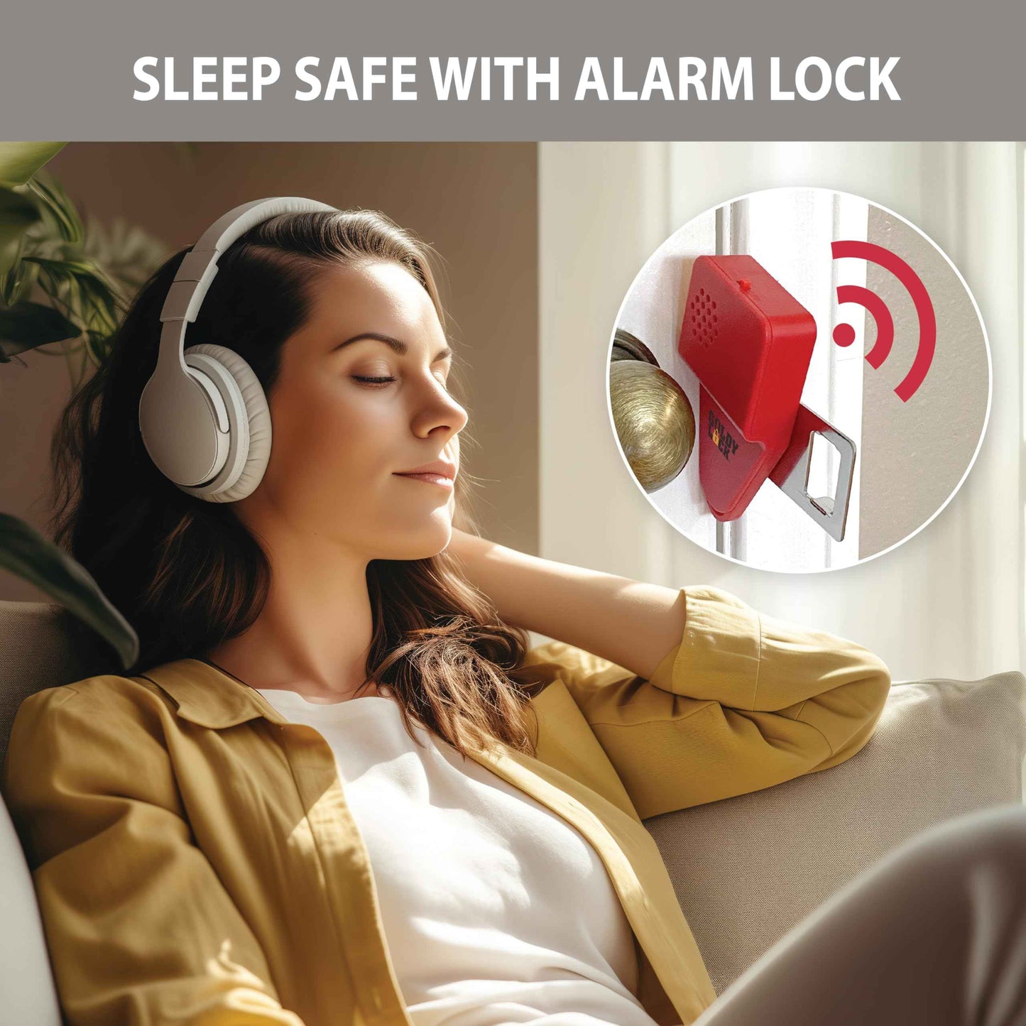 Goldy Lock Portable Alarm and Hotel Door Lock for Home & Travel Security. Door Safety Lock from The Inside of Home, Apartments, Hotel Rooms, College Dorms, and Rentals.