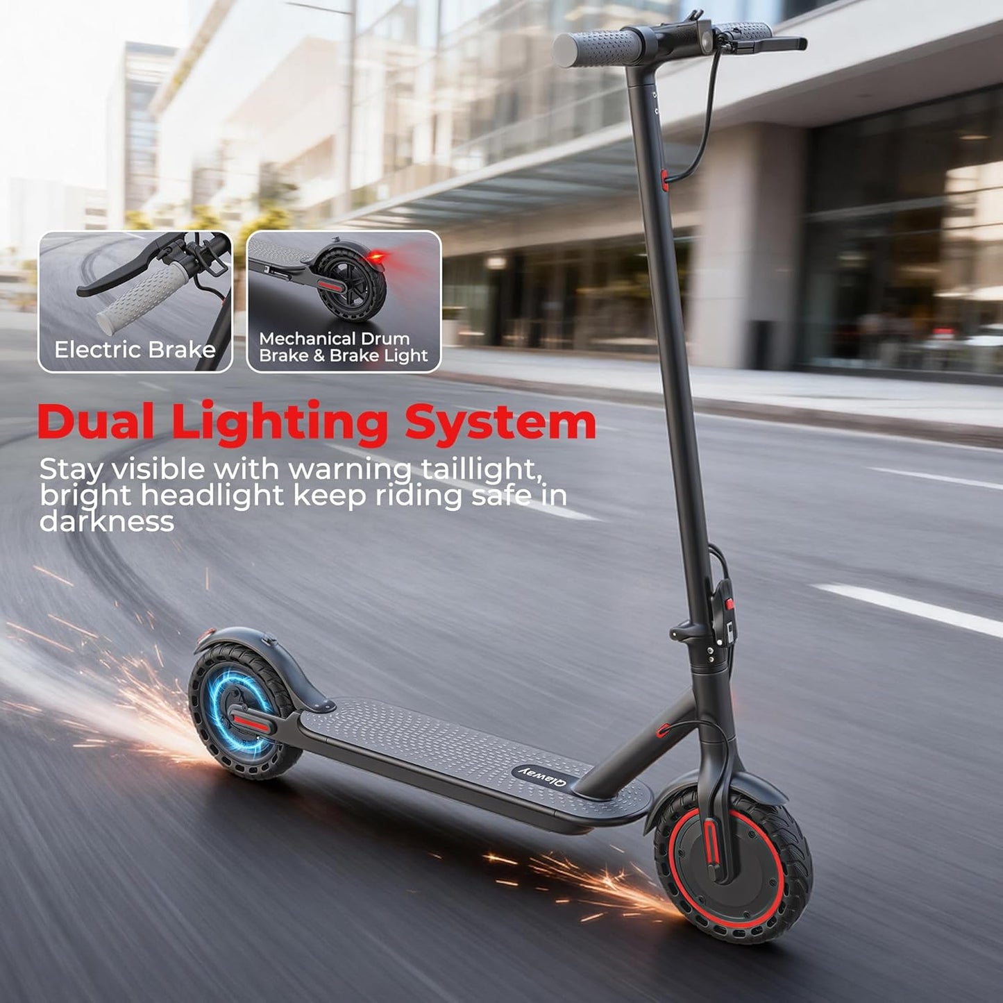 Qlaway Electric Scooter for Adults - 19 MPH Speed, 350W Motor, 15-22 Miles Range | 265 LBS Capacity