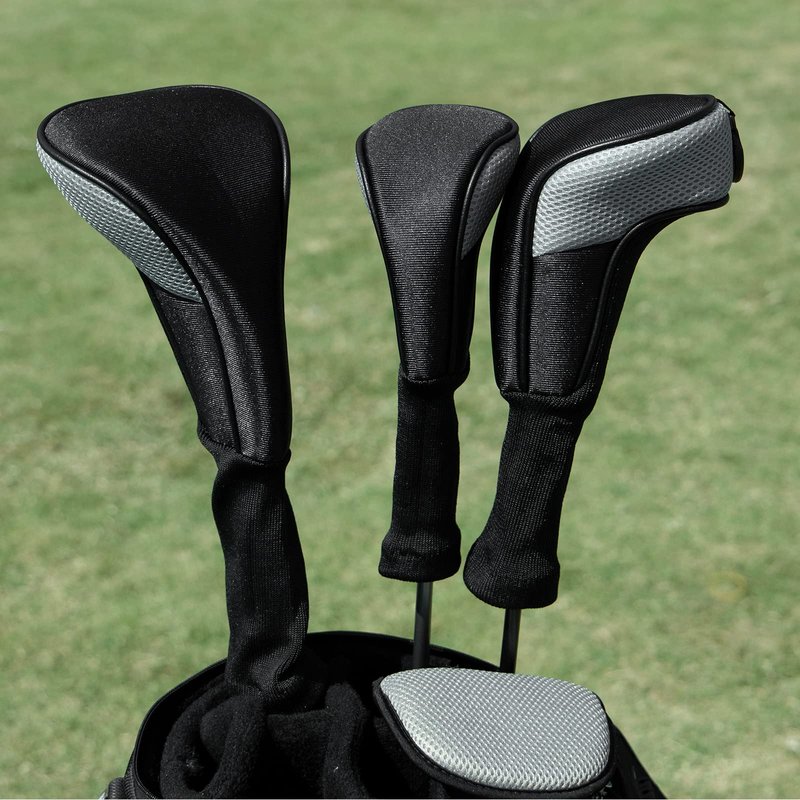3pcs Golf Headcovers Set 1 3 h - Golf Club Covers for Driver Fairway Wood and Hybrids Grey and Black Driver Headcover 3 Wood Hybrid Head Covers
