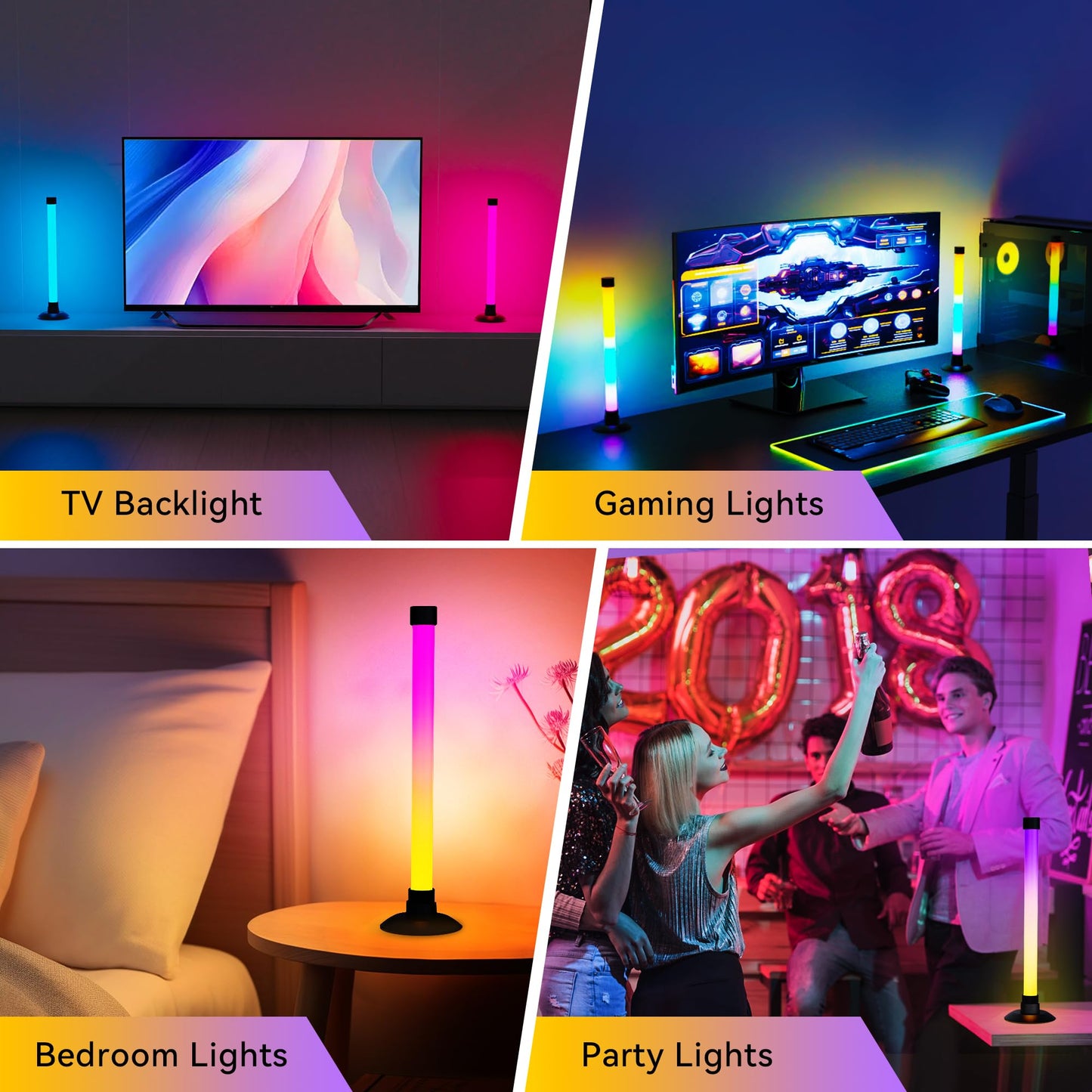 Ledagic Led Light Bar with Music Sync, Color Changing TV Backlight App & Remote Control, IC+RGB & W Smart RGB Light Bar, USB Powered Led Lights for TV, PC Room Monitor Backlight Gaming Accessories
