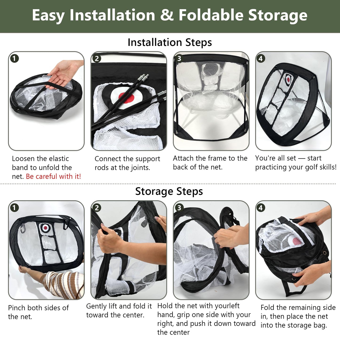 Pop-Up Golf Chipping Net Set with Mat & 8 Practice Balls- Professional Golf Chipping Practice Ideal for Indoor and Outdoor Training- - Gifts for Men, Golfers, Teenage Boys and Beginners