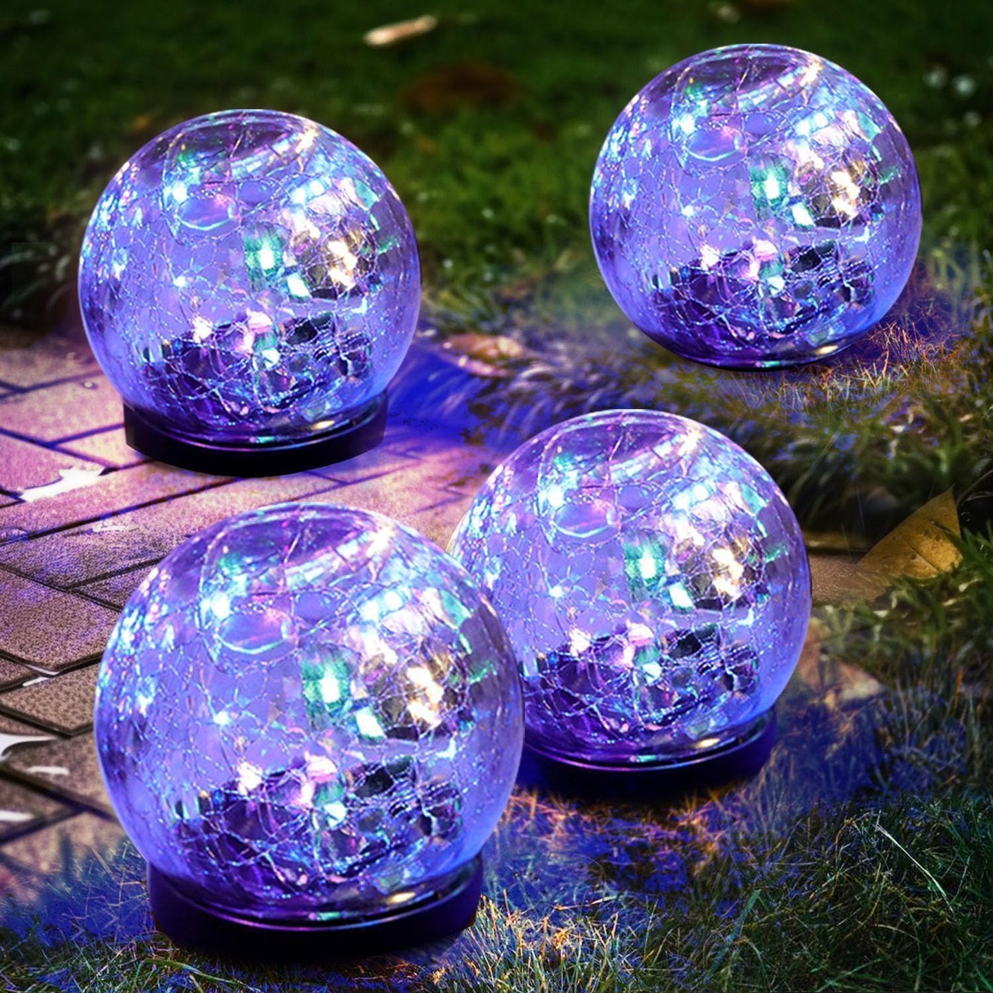 6 Pack Solar Garden Lights - Waterproof Cracked Glass Ball LED Decor for Pathway, Patio & Lawn (Warm White, 3.9")