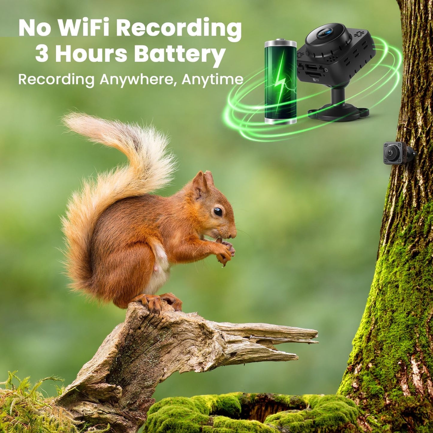 2K Wireless Hidden Camera - Mini Nanny Cam with Free Cloud & SD Storage, Magnetic Mount