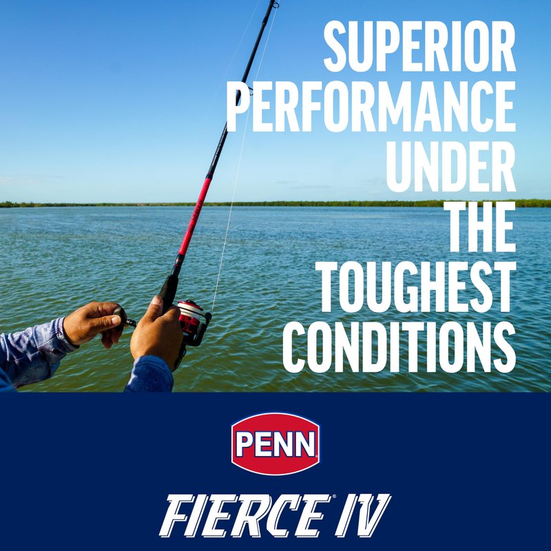 PENN Fierce IV Spinning Reel and Fishing Rod Combo, Black/Red