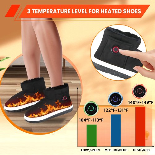 NBtoUS Women Heated Shoes with 2 Pack 5500mAh Battery(Black, XL)