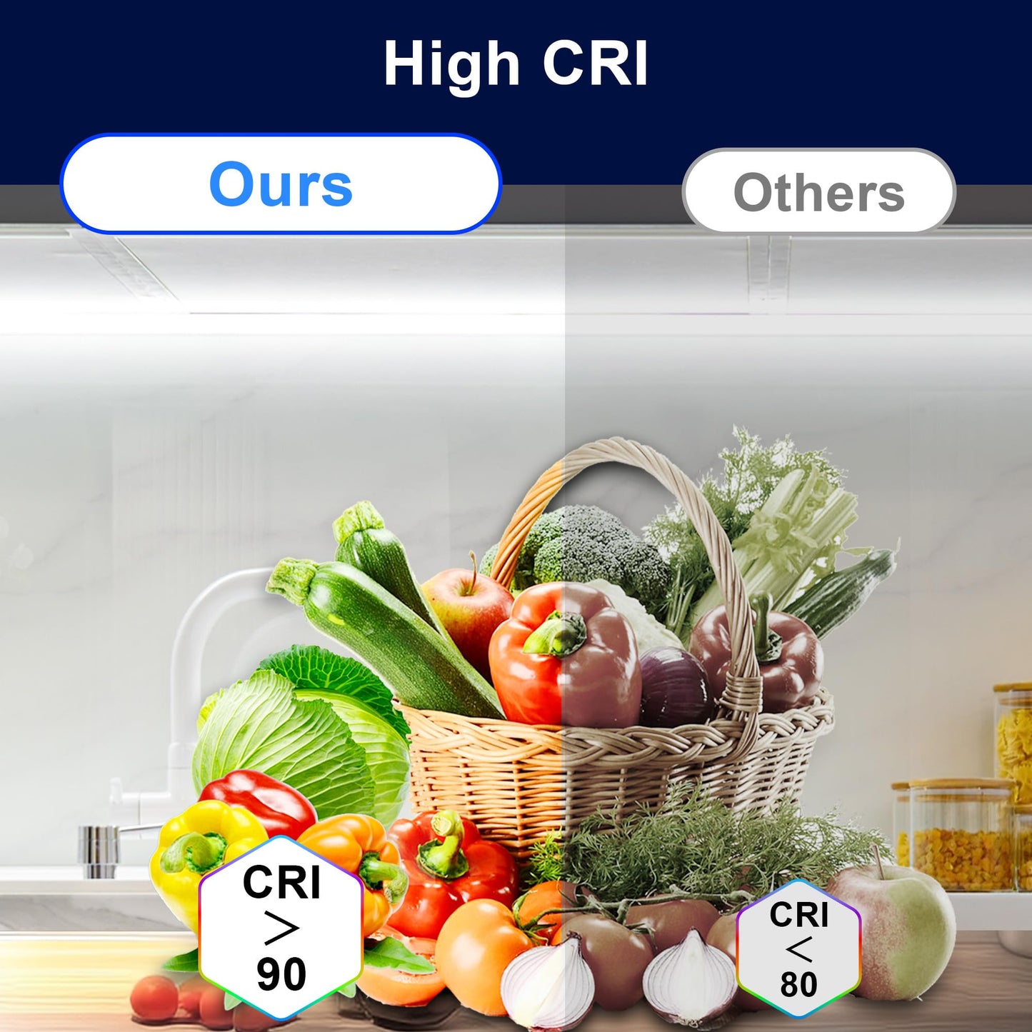 maylit Under Cabinet Strip Lighting Plug in 24in, Ultra Bright Small LED Light Bar, 6000K Cool White, 110V-120V Wired Lights for Kitchen Cabinet, Counter, Workbench, Desk, Closet, Shelf, Indoor