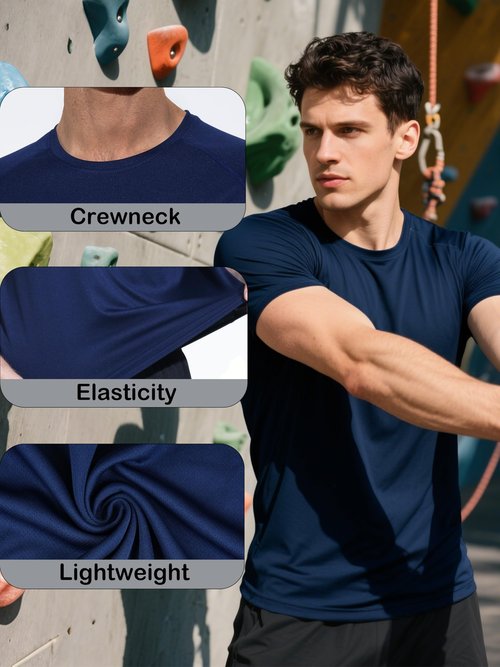CuterzClub Mens Moisture Wicking Shirts 5 Pack Gym Casual Summer Quick Dry Fit Work Athletic Tee Running Out Fitted Short Sleeve Hiking Performance Elastic Lightweight (Multipack 14, 4XL)