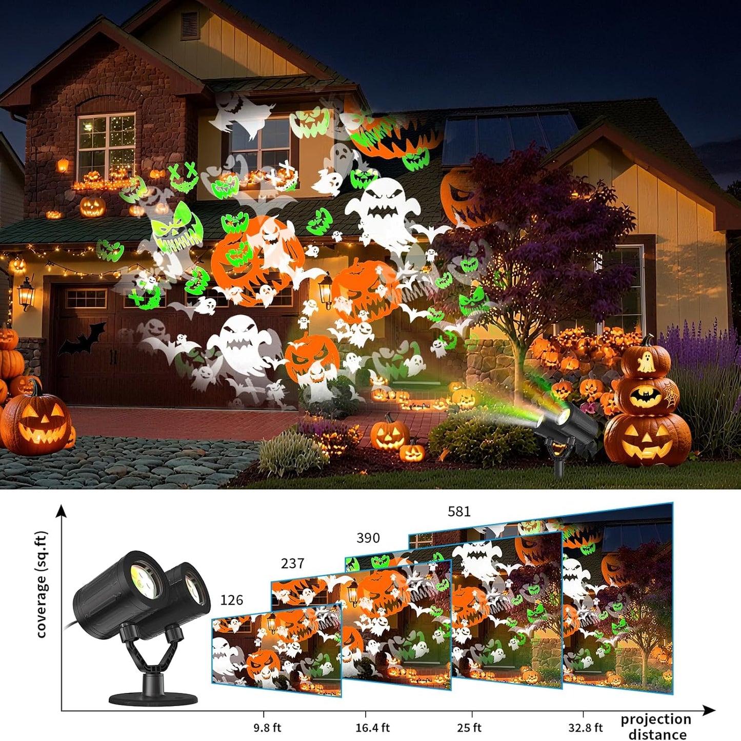 Upgraded Snowflake Christmas Projector Lights - Triple Head LED Outdoor Decor with Timer