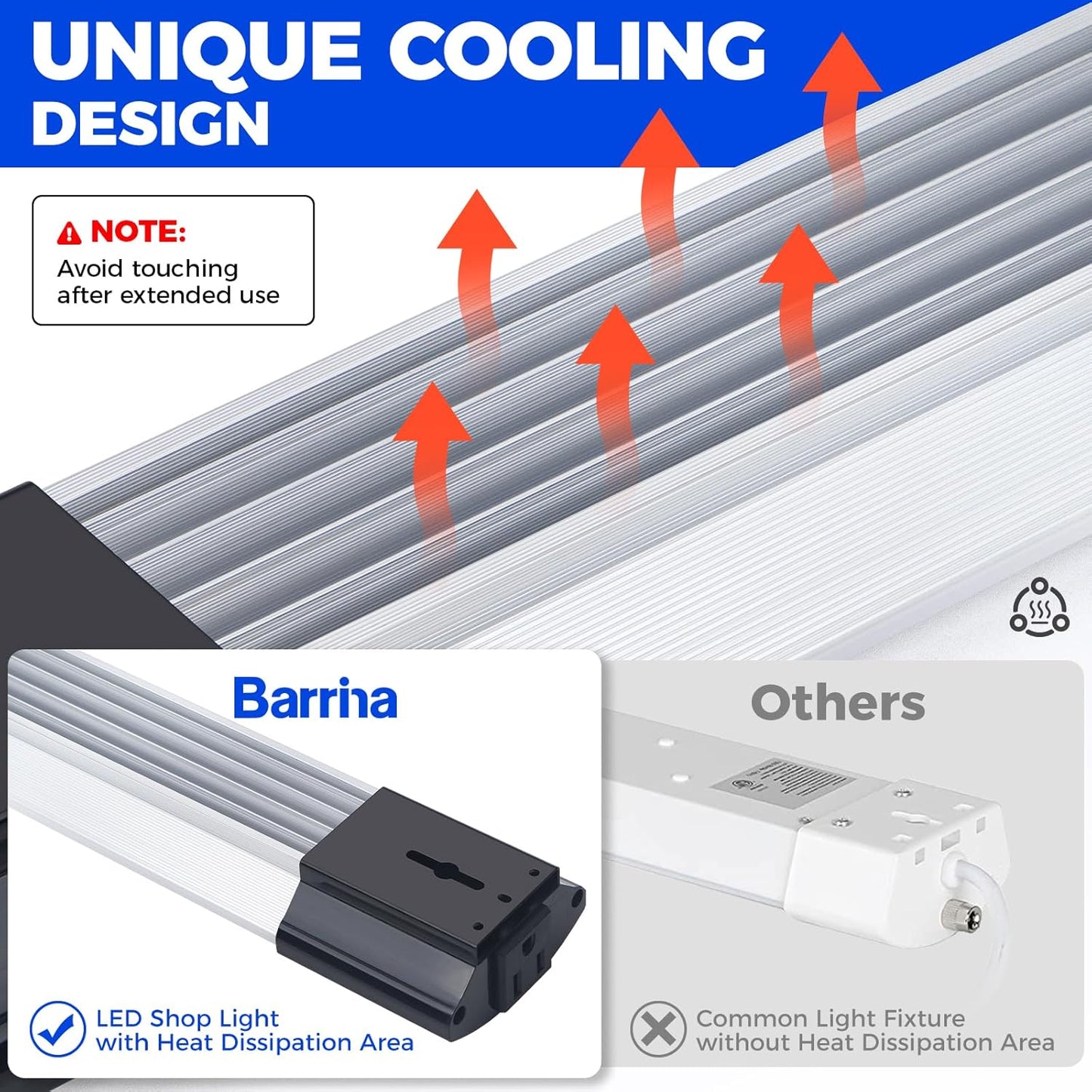 Barrina 10000LM LED Shop Light Fixture - 4FT, 84W, 5000K, Linkable, ETL Approved for Garage & Workshop