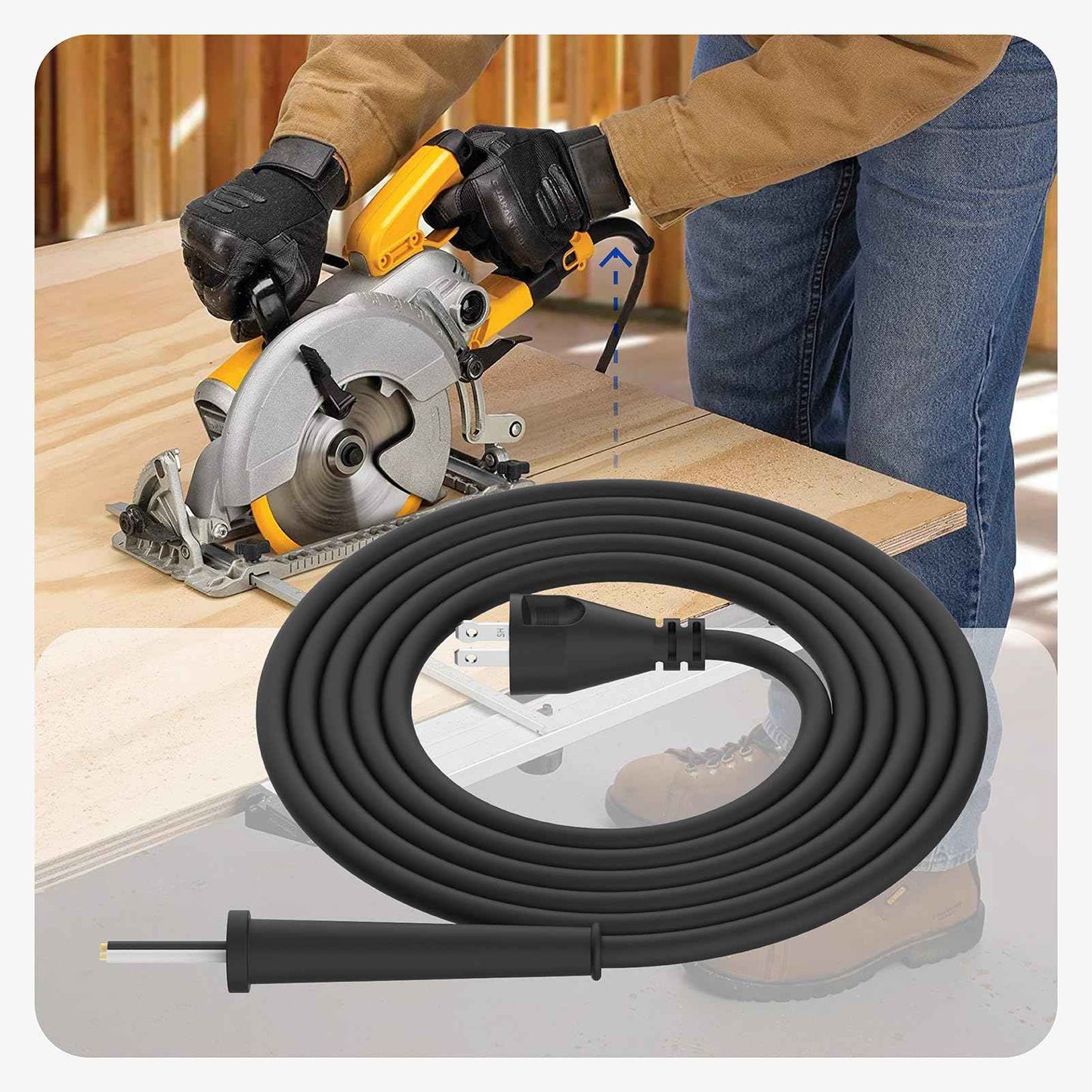 33007898 Power Cord compatible with DEWALT Miter Saw, Circular Saw, Polisher, Sander, Small Table Saw, 10ft 16 Gauge 2 Wire Power Cord for DW704 DW708 DW360 DW364 DWP849X DWP849 DW421