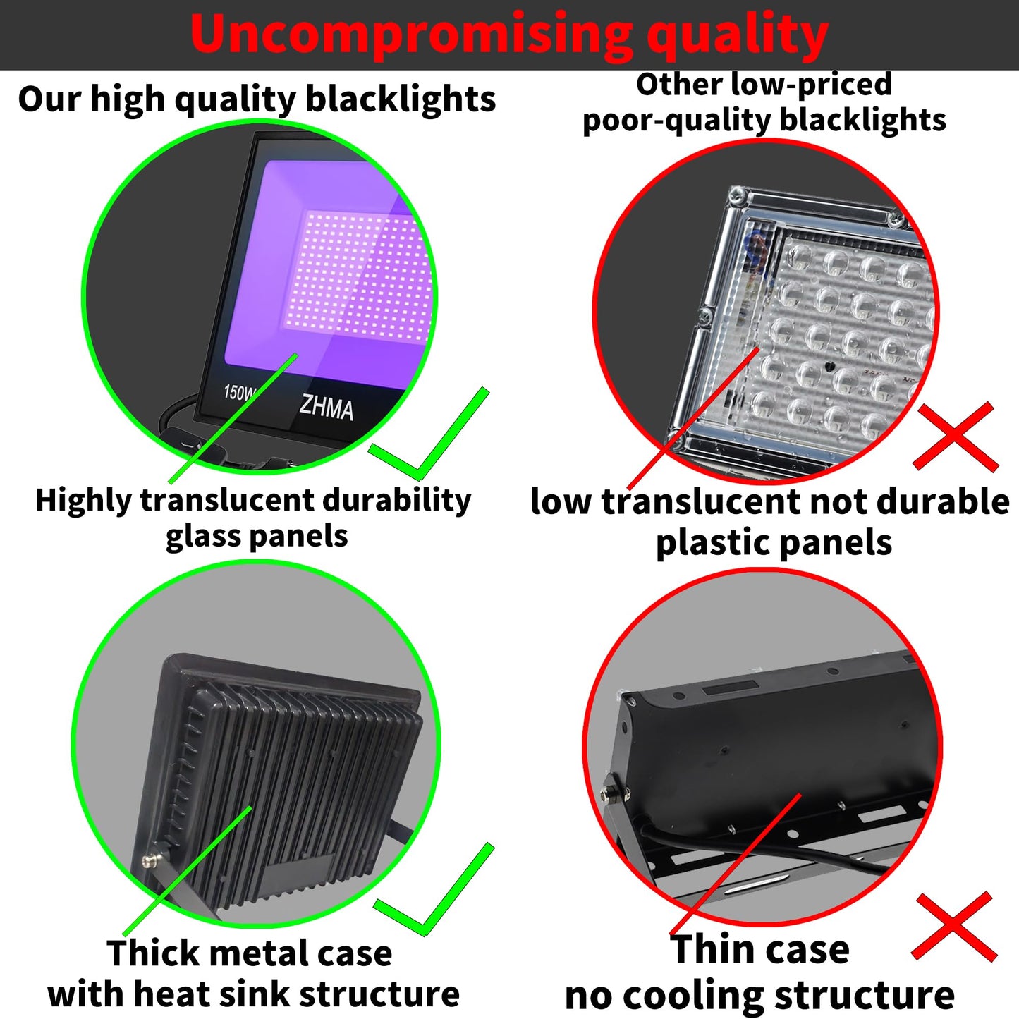 150W Black Lights for Glow Party Large Space,Blacklight(Luz Negra) with Plug and Switch 180°Metals Adjustable Bracket,IP66 Waterproof for Halloween, Birthday Party, Fluorescent Poster,Holiday.2 Pack