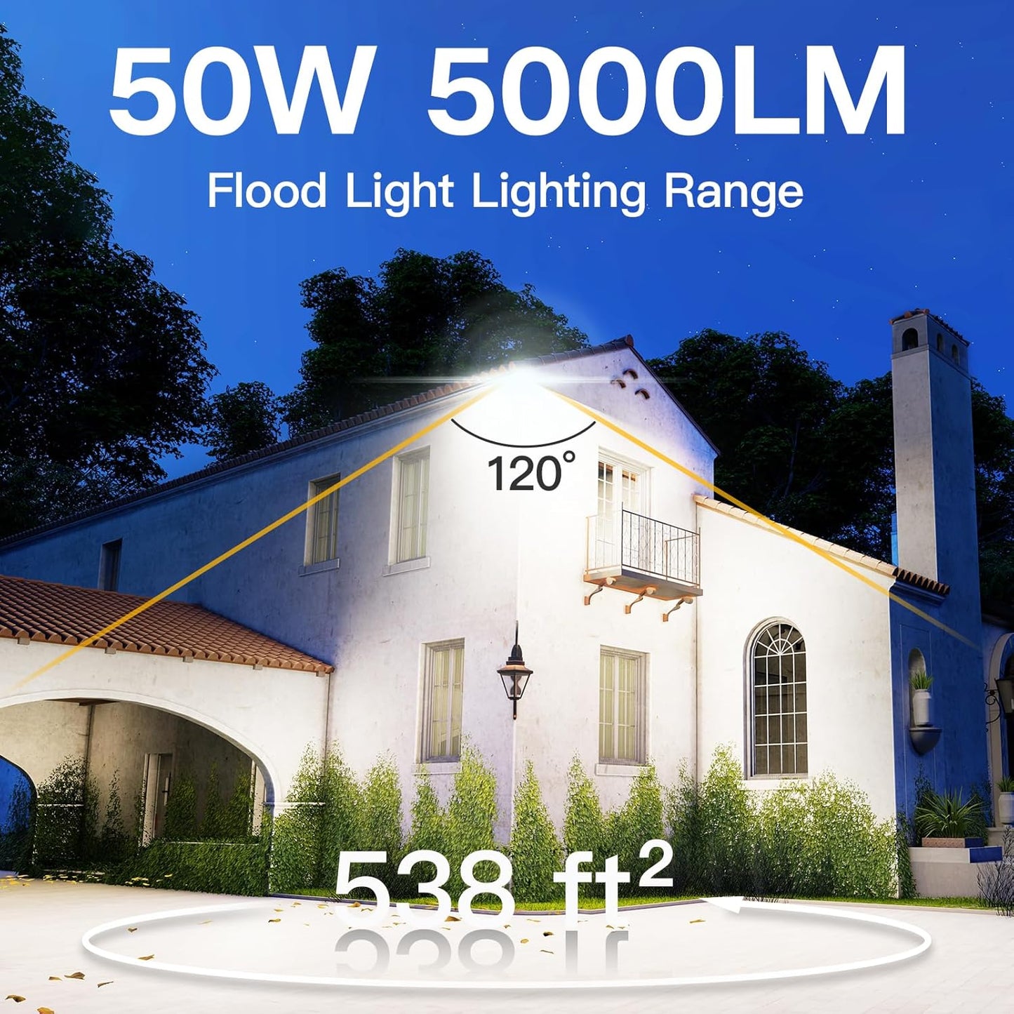 100W LED Flood Lights Outdoor - 2 Pack, 10000LM Super Bright, IP65 Waterproof for Garage, Yard & Garden