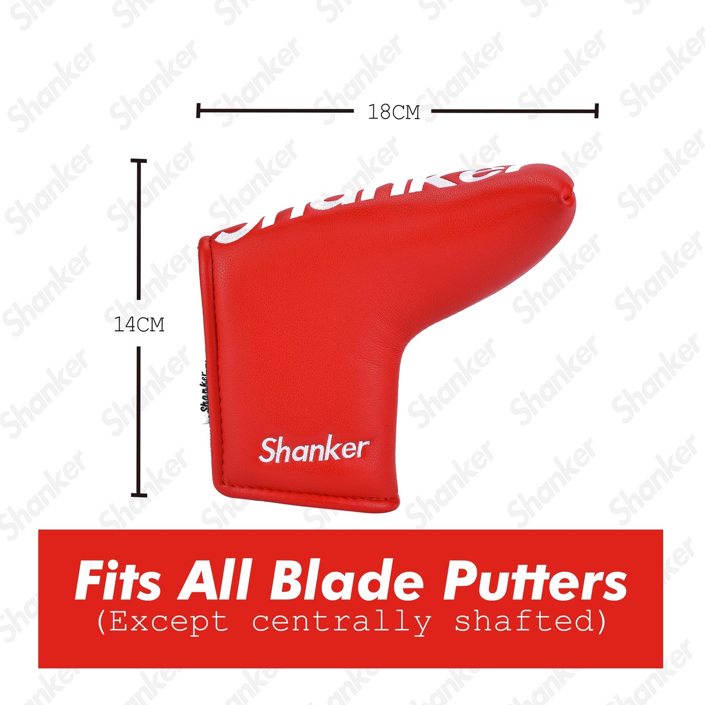 Shanker Golf Putter Cover - Funny Blade Red Putter Cover - Tour Grade PU Leather Headcover - Funny Headcover for Golf Clubs - Perfect Joke Gift for Golfer