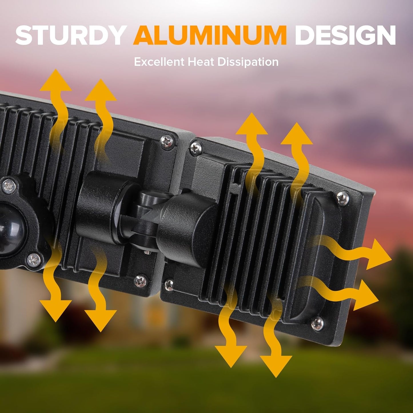 75W LED Flood Light - 8000 Lumen Outdoor Security Light with 3 Adjustable Heads, IP65 Waterproof for Garage, Yard & Patio - 5000K Daylight