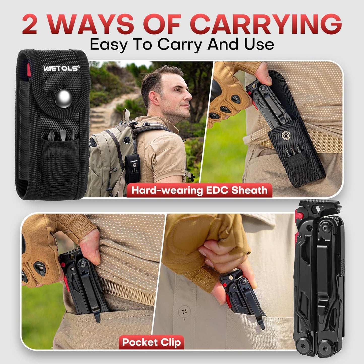 WETOLS 21-in-1 Multitool with Pocket Knife & Pliers - Perfect Christmas Gift for Men & Dads, EDC Survival Gear