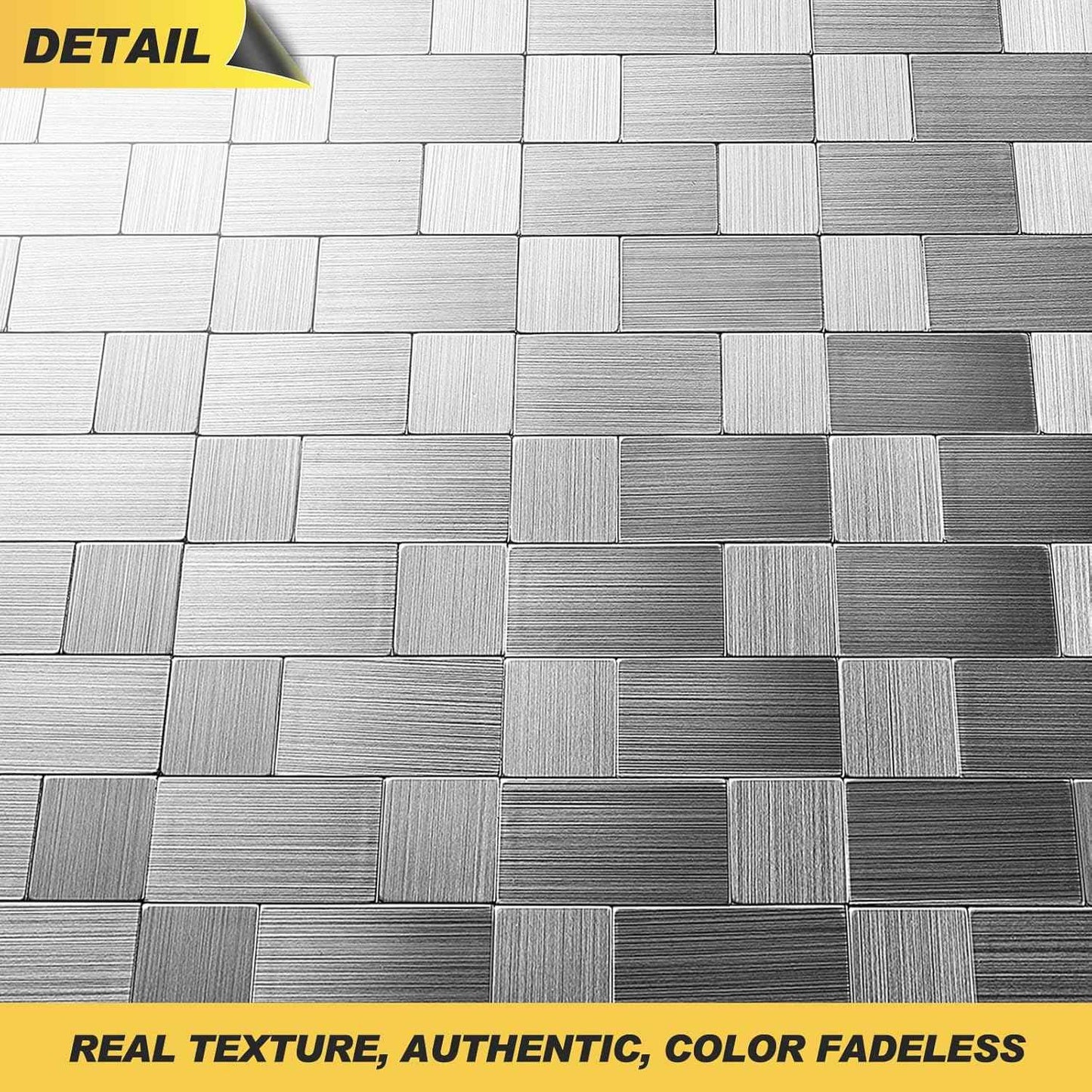 Stainless Steel Peel and Stick Backsplash Tiles - 20 Sheets, 12''x12'' for Kitchen & Bathroom
