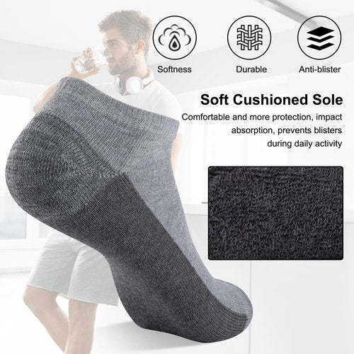 COOVAN Men Athletic Ankle Socks 12 pack Low Cut Short Cushion Casual Sock(12 pairs)