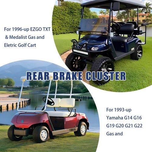 HUDEX Golf Cart Rear Brake Assembly Kit Compatible with 1996+ EZGO TXT PDS Medalist & 1993+ Yamaha G14 G16 G19 G20 G21 G22-2pcs Diver & Passage Side Brake Clusters,OE#70998G01-L/70998G02-R