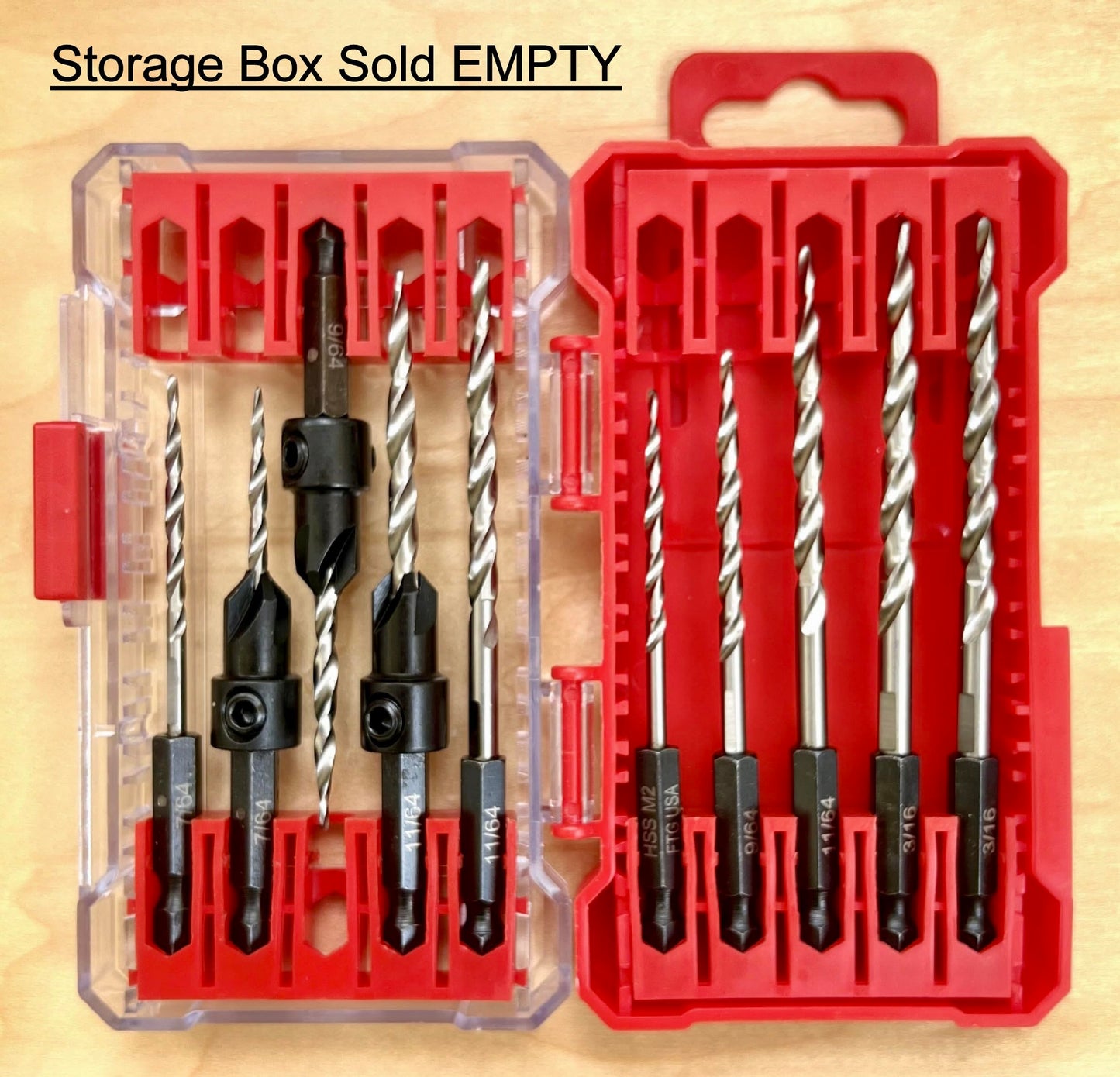 FTG USA Small Storage Container for Impact Driver Bits, Plastic Box Used as Storage Case for Countersink Drill Bit and Hex Bits