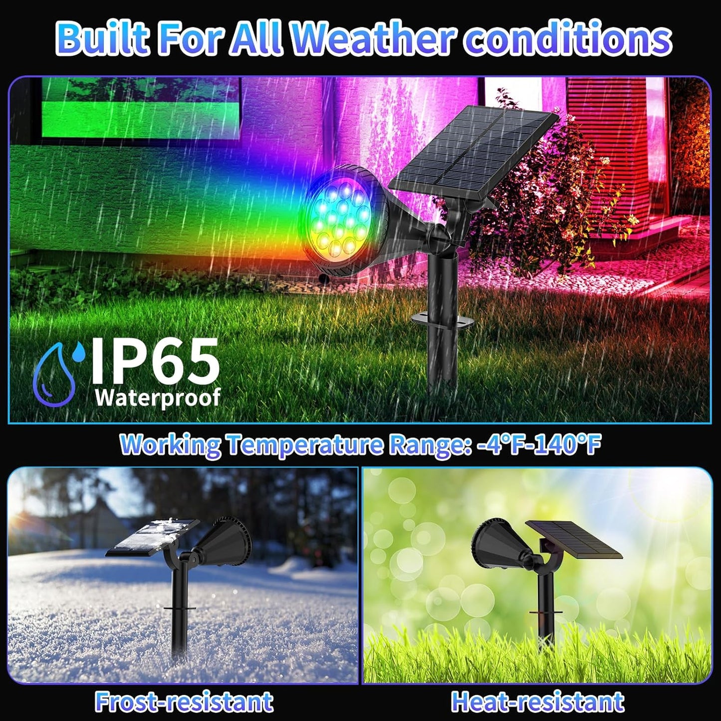 Solar Spot Lights Outdoor - 8 Pack Waterproof Adjustable Landscape Lights for Garden & Pathway