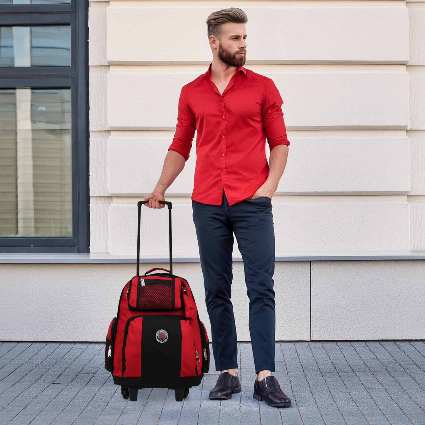 World Traveler Transworld 22-Inch Carry-On Rolling Backpack - Red