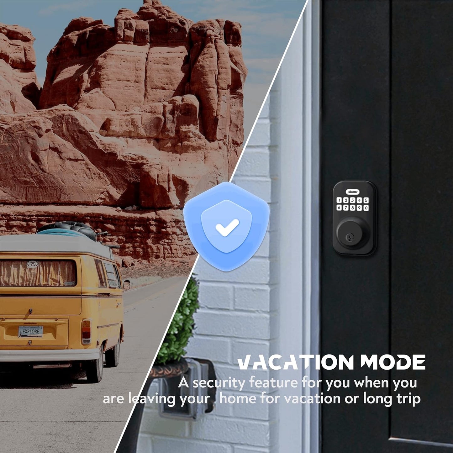 Brushed Nickel Keypad Deadbolt Lock - Electronic Keyless Front Door Auto Lock with Anti-Peeping Code