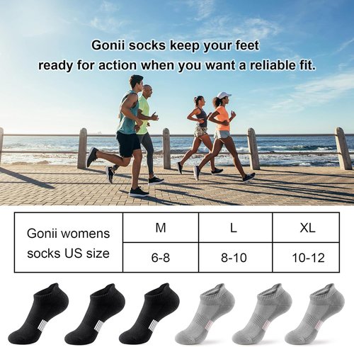 Gonii Ankle Socks - Women's No Show Running Socks with Cushioning | 5 Pairs for Comfort
