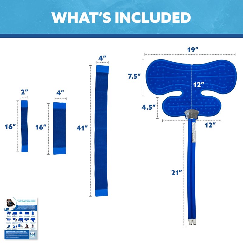 Polar Active Ice® Shoulder and Upper Arm Therapy pad Provides Broad Coverage with 10.5” x 11.5” Upper, 13” x 4.5” Lower pad. Use only with The Polar Active Ice #AIS Therapy System.