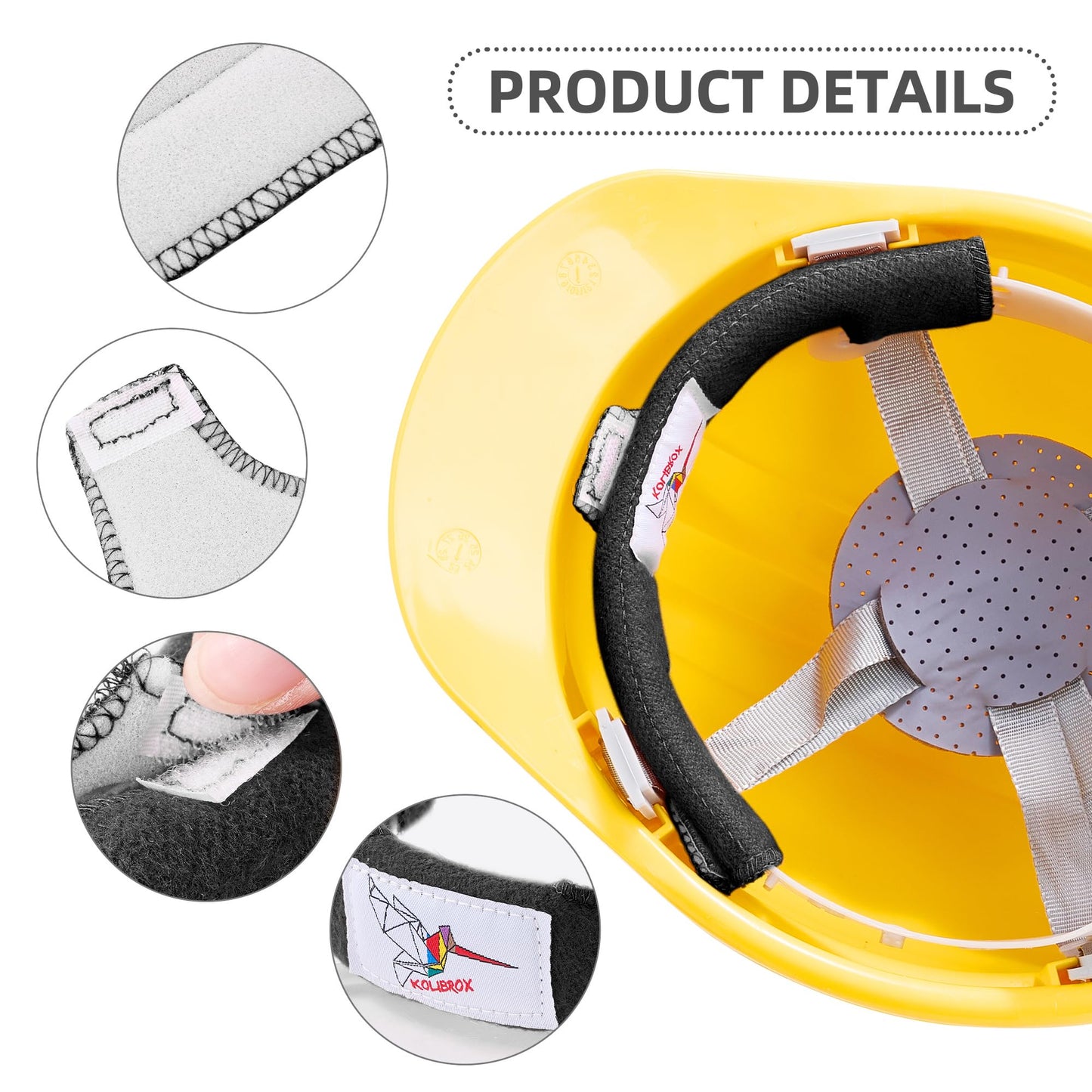 KOLIBROX Hard Hat Sweat Band with Liners. Hardhat Band Liner That Keeps You Cool & Dry, Welding Hat Accessories Cool Band, Durable Comfort Solutions, Adjustable Bands (Black)