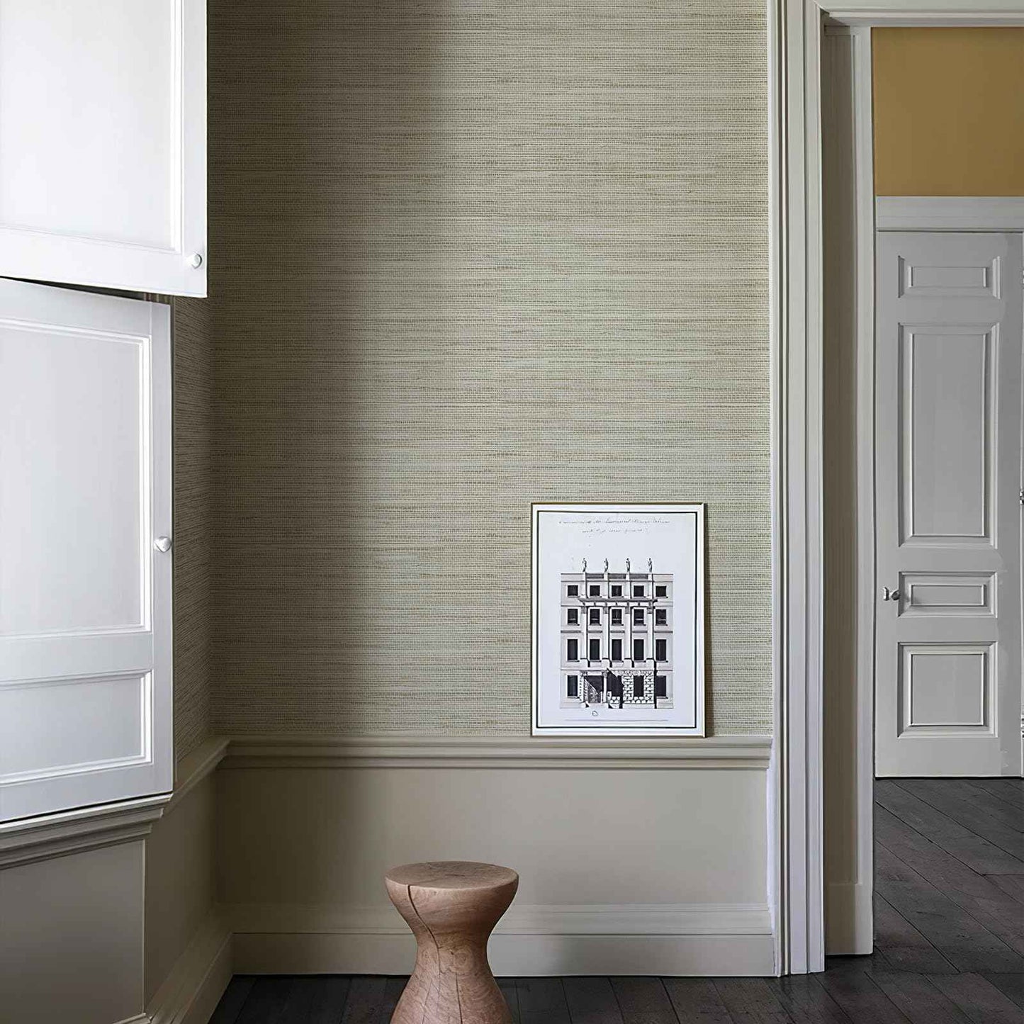 HueBurst Grasscloth Peel and Stick Wallpaper 17.3" x 197" Renter Friendly, Cream Textured Grassweave Wallpaper Self Adhesive Removable for Bathroom Bedroom